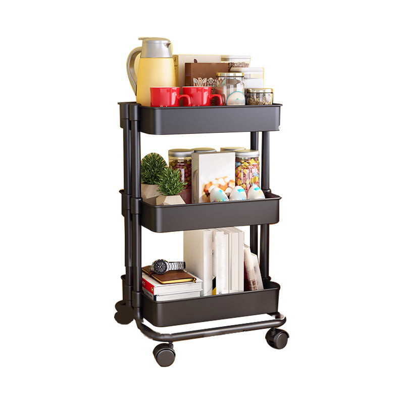 Movable Plastic Bookshelf Nordic Home Open Bookcase with Casters 16.5"L x 15.4"W x 29.9"H Black Clearhalo 'Bookcases' 'furn' 'furn_bookcases' 'Furniture' 'Office Furniture' 5455499