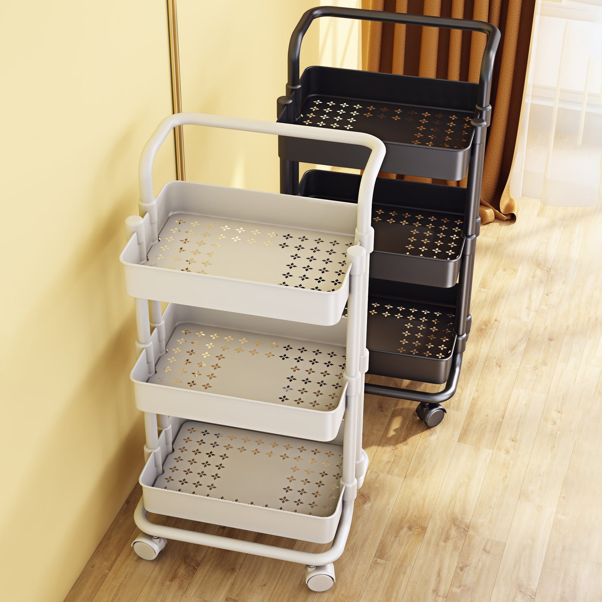 Movable Plastic Bookshelf Nordic Home Open Bookcase with Casters Clearhalo 'Bookcases' 'furn' 'furn_bookcases' 'Furniture' 'Office Furniture' 5455500