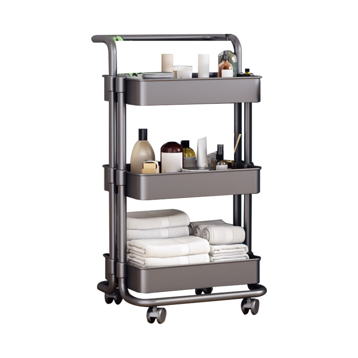 Movable Plastic Bookshelf Nordic Home Open Bookcase with Casters 16.5"L x 15.4"W x 33.7"H Black Clearhalo 'Bookcases' 'furn' 'furn_bookcases' 'Furniture' 'Office Furniture' 5455502