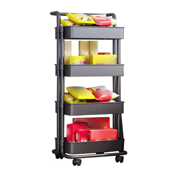 Movable Plastic Bookshelf Nordic Home Open Bookcase with Casters 16.5"L x 15.4"W x 41.9"H Black Clearhalo 'Bookcases' 'furn' 'furn_bookcases' 'Furniture' 'Office Furniture' 5455504