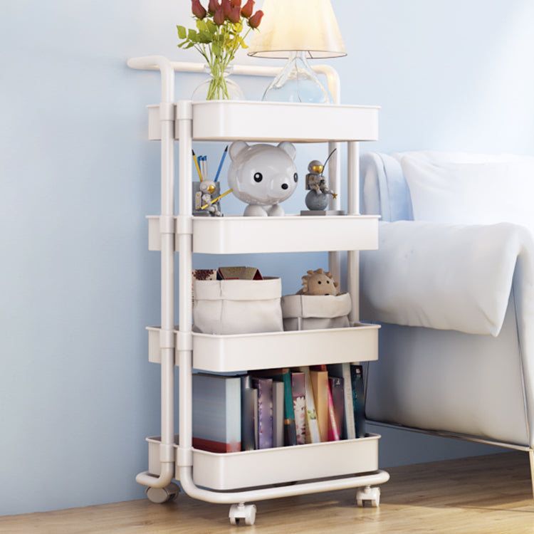 Movable Plastic Bookshelf Nordic Home Open Bookcase with Casters 16.5"L x 15.4"W x 41.9"H White Clearhalo 'Bookcases' 'furn' 'furn_bookcases' 'Furniture' 'Office Furniture' 5455508