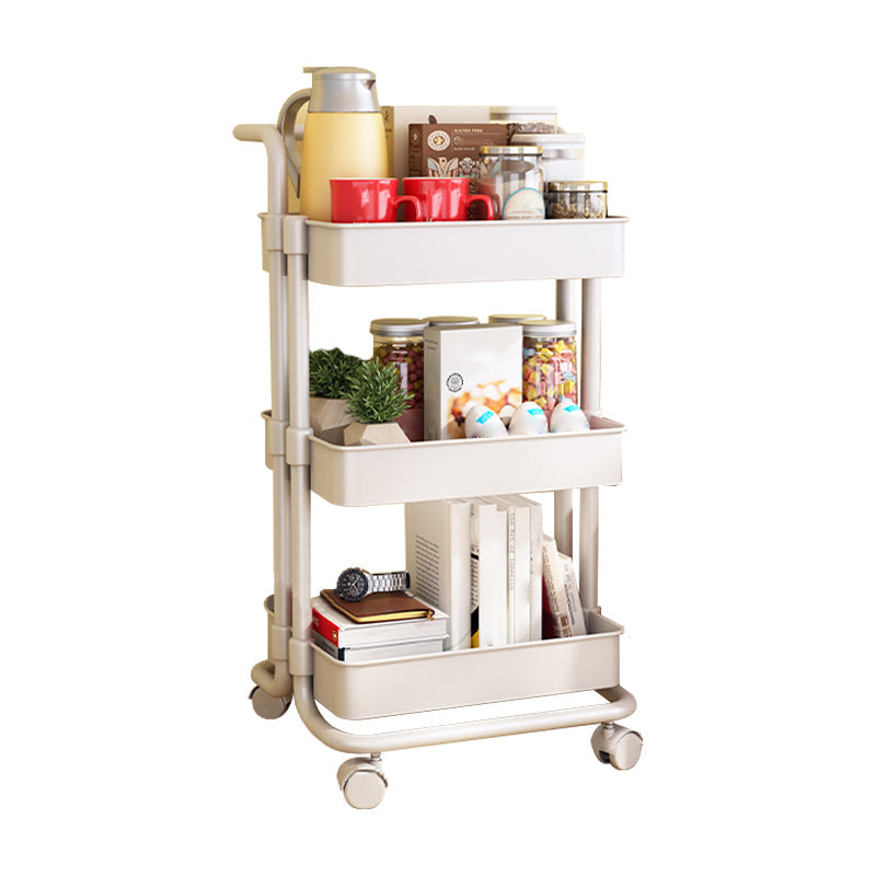 Movable Plastic Bookshelf Nordic Home Open Bookcase with Casters 16.5"L x 15.4"W x 33.7"H White Clearhalo 'Bookcases' 'furn' 'furn_bookcases' 'Furniture' 'Office Furniture' 5455511