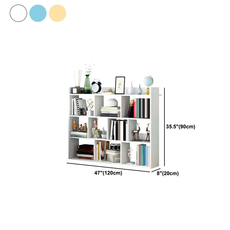 Open Wooden Bookcase Modern Home Living Room Lattice Bookshelf