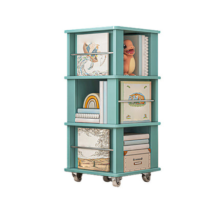 Geometric Closed Back Bookshelf Nordic Rotatable Study Room Bookcase