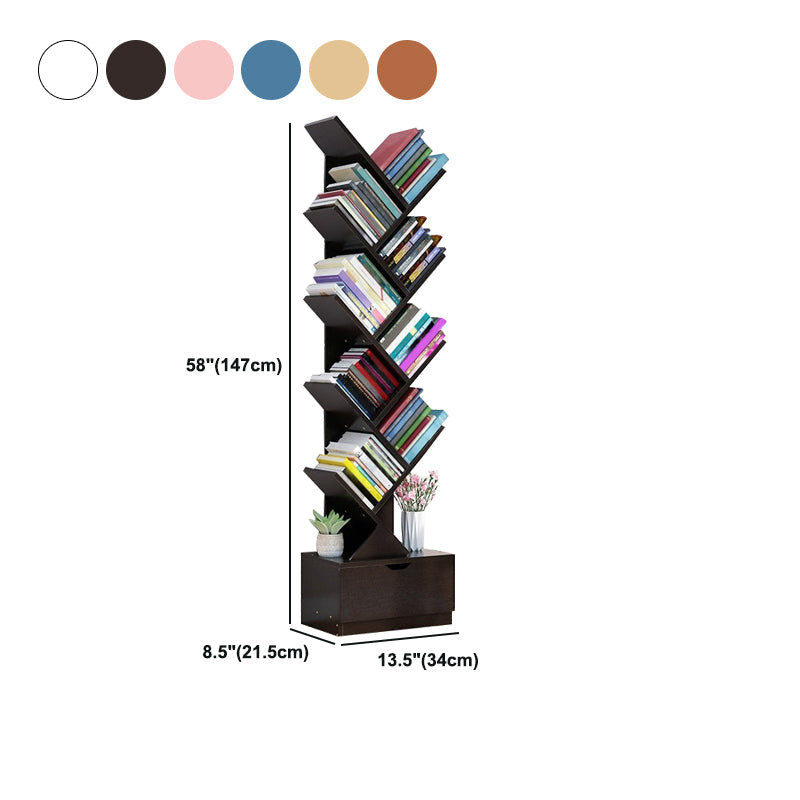 現代の木製本棚、あらゆる部屋の閉鎖された本棚、13.5 "L x 8.5" w