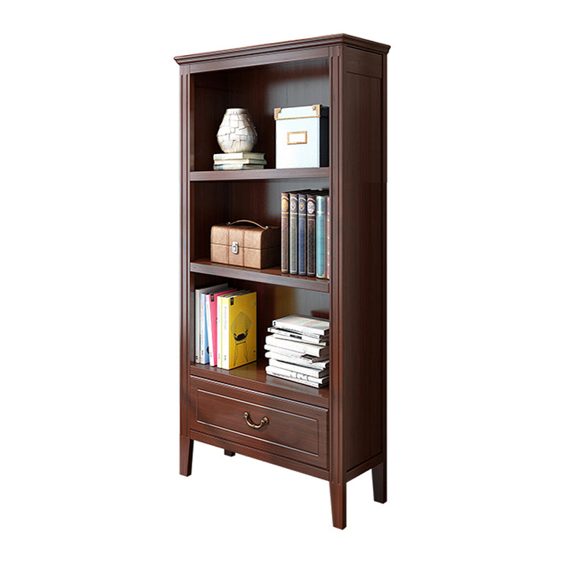 Closed Back Wooden Bookshelf Nordic Study Room Storage Standard Bookcase 23.6"L x 12.2"W x 55.5"H Walnut Clearhalo 'Bookcases' 'furn' 'furn_bookcases' 'Furniture' 'Office Furniture' 5455773
