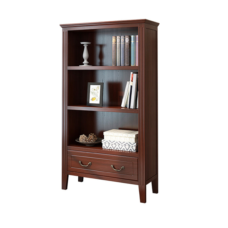 Closed Back Wooden Bookshelf Nordic Study Room Storage Standard Bookcase 31.5"L x 12.2"W x 55.5"H Walnut Clearhalo 'Bookcases' 'furn' 'furn_bookcases' 'Furniture' 'Office Furniture' 5455777