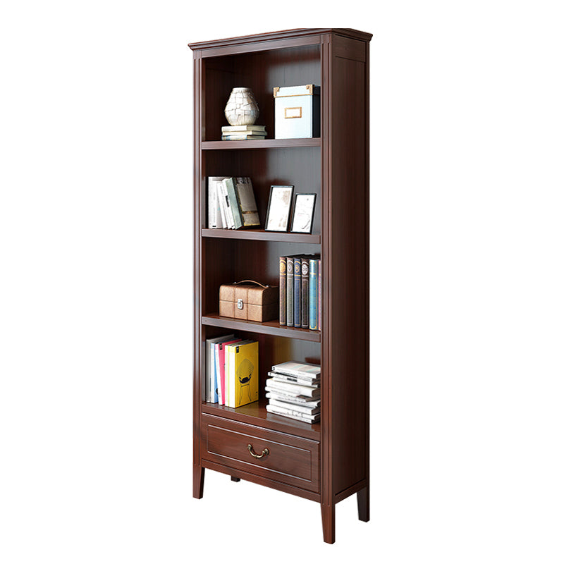 Closed Back Wooden Bookshelf Nordic Study Room Storage Standard Bookcase 23.6"L x 12.2"W x 68.9"H Walnut Clearhalo 'Bookcases' 'furn' 'furn_bookcases' 'Furniture' 'Office Furniture' 5455780