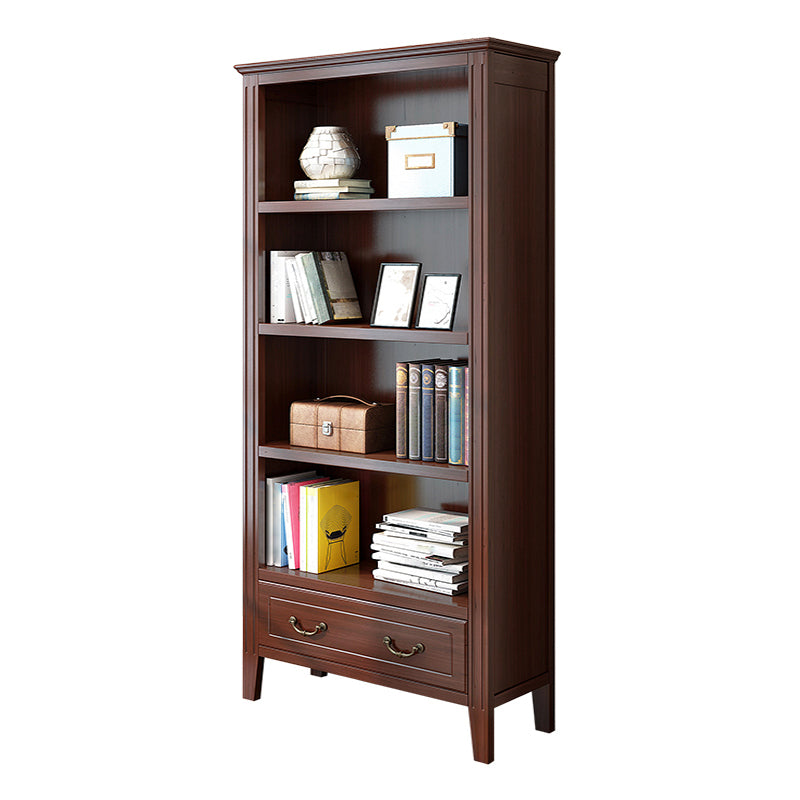 Closed Back Wooden Bookshelf Nordic Study Room Storage Standard Bookcase 31.5"L x 12.2"W x 68.9"H Walnut Clearhalo 'Bookcases' 'furn' 'furn_bookcases' 'Furniture' 'Office Furniture' 5455785