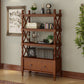 Etagere Open Back Bookshelf Nordic Solid Wood Bookcase with Drawer