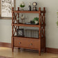 Etagere Open Back Bookshelf Nordic Solid Wood Bookcase with Drawer