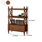 Etagere Open Back Bookshelf Nordic Solid Wood Bookcase with Drawer