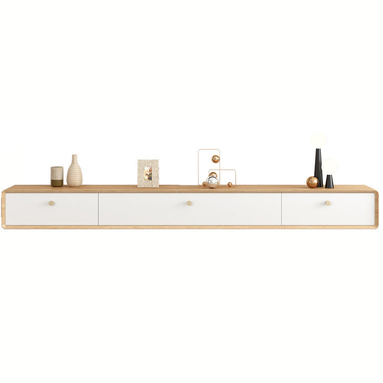Contemporary Style Wall-mounted TV Stand Rubber Wood TV Cabinet White-Wood Clearhalo 'furn' 'furn_tv_stands_entertainment_centers' 'Furniture' 'Living Room Furniture' 'TV Stands & Entertainment Centers' 'TV Stands & Media Storage Furniture' 'tv_stands_entertainment_centers' 5455932