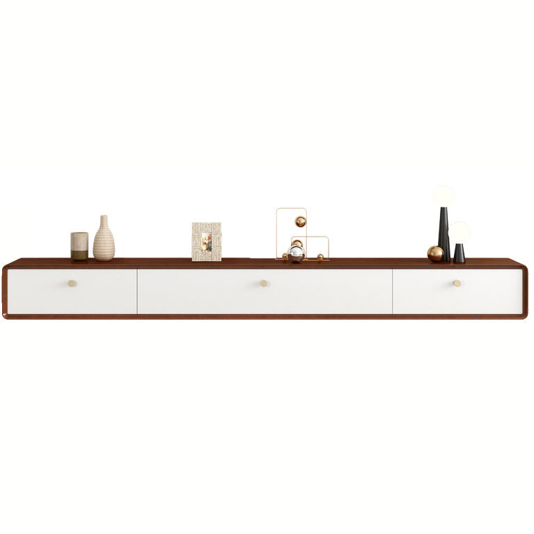 Contemporary Style Wall-mounted TV Stand Rubber Wood TV Cabinet White-Brown Clearhalo 'furn' 'furn_tv_stands_entertainment_centers' 'Furniture' 'Living Room Furniture' 'TV Stands & Entertainment Centers' 'TV Stands & Media Storage Furniture' 'tv_stands_entertainment_centers' 5455934