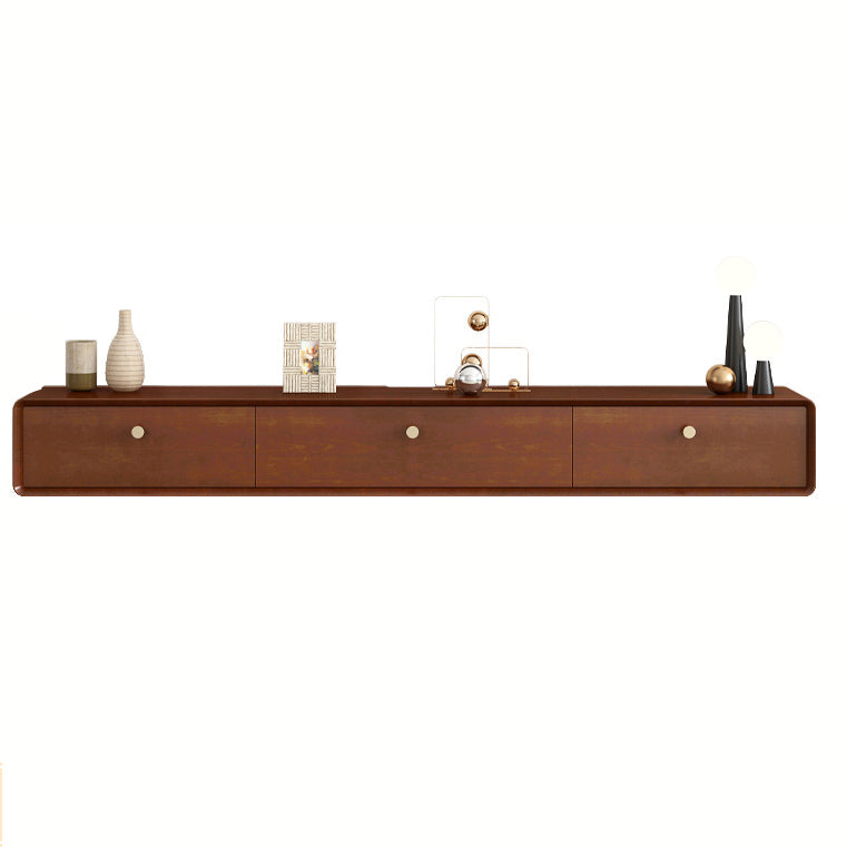 Contemporary Style Wall-mounted TV Stand Rubber Wood TV Cabinet 55"L x 9.5"W x 8"H Walnut Clearhalo 'furn' 'furn_tv_stands_entertainment_centers' 'Furniture' 'Living Room Furniture' 'TV Stands & Entertainment Centers' 'TV Stands & Media Storage Furniture' 'tv_stands_entertainment_centers' 5455937