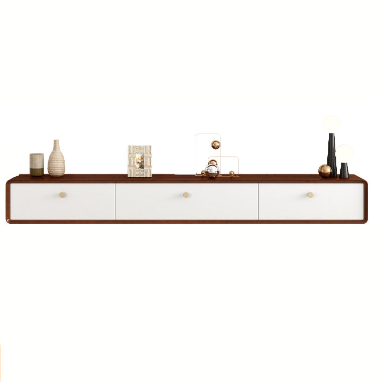 Contemporary Style Wall-mounted TV Stand Rubber Wood TV Cabinet 71"L x 9.5"W x 8"H White-Brown Clearhalo 'furn' 'furn_tv_stands_entertainment_centers' 'Furniture' 'Living Room Furniture' 'TV Stands & Entertainment Centers' 'TV Stands & Media Storage Furniture' 'tv_stands_entertainment_centers' 5455940