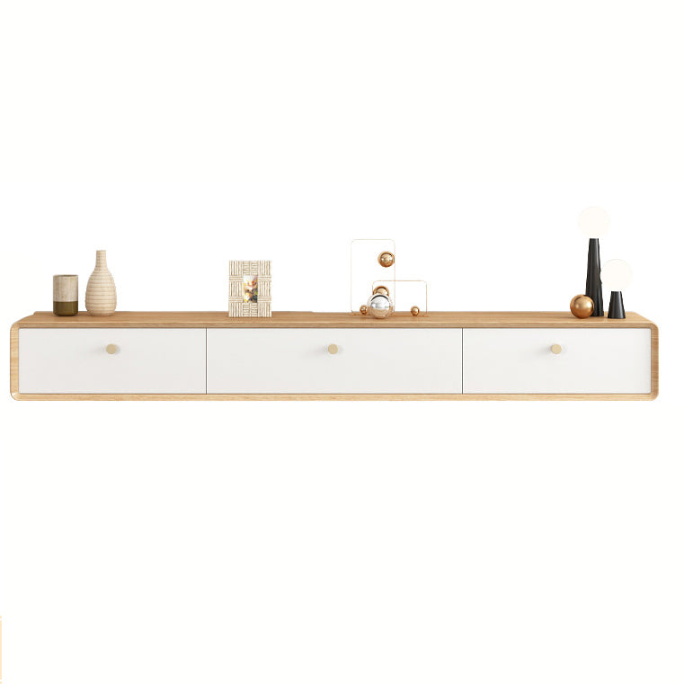Contemporary Style Wall-mounted TV Stand Rubber Wood TV Cabinet 71"L x 9.5"W x 8"H White-Wood Clearhalo 'furn' 'furn_tv_stands_entertainment_centers' 'Furniture' 'Living Room Furniture' 'TV Stands & Entertainment Centers' 'TV Stands & Media Storage Furniture' 'tv_stands_entertainment_centers' 5455942
