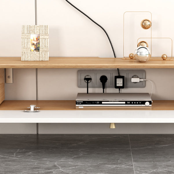 Contemporary Style Wall-mounted TV Stand Rubber Wood TV Cabinet Clearhalo 'furn' 'furn_tv_stands_entertainment_centers' 'Furniture' 'Living Room Furniture' 'TV Stands & Entertainment Centers' 'TV Stands & Media Storage Furniture' 'tv_stands_entertainment_centers' 5455943