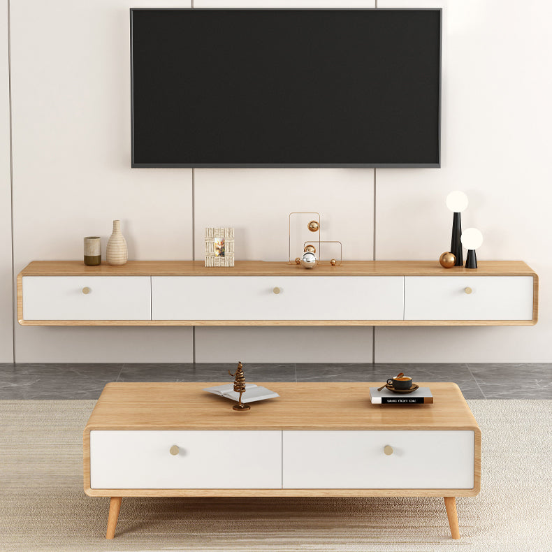 Contemporary Style Wall-mounted TV Stand Rubber Wood TV Cabinet Clearhalo 'furn' 'furn_tv_stands_entertainment_centers' 'Furniture' 'Living Room Furniture' 'TV Stands & Entertainment Centers' 'TV Stands & Media Storage Furniture' 'tv_stands_entertainment_centers' 5455949