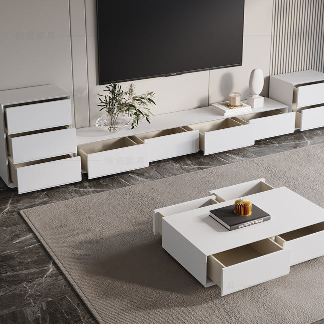 Meuble TV blanc en bois/marbre Meuble TV modernisme avec tiroirs