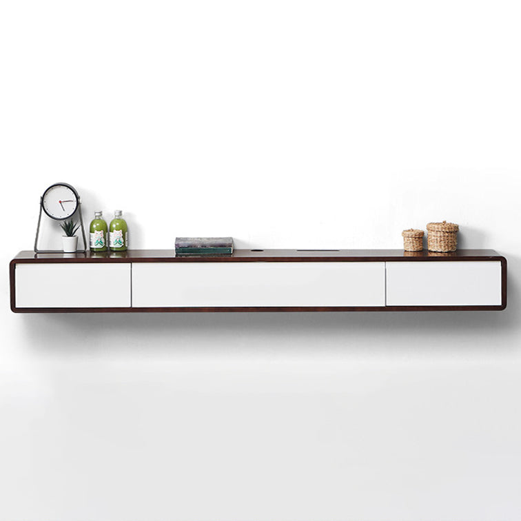 Wall - Mounted TV Stand , Solid Wood TV Stand With Cable Management and Storage Walnut White Clearhalo 'furn' 'furn_tv_stands_entertainment_centers' 'Furniture' 'Living Room Furniture' 'TV Stands & Entertainment Centers' 'TV Stands & Media Storage Furniture' 'tv_stands_entertainment_centers' 5456025