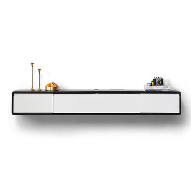 Wall - Mounted TV Stand , Solid Wood TV Stand With Cable Management and Storage Black-White Clearhalo 'furn' 'furn_tv_stands_entertainment_centers' 'Furniture' 'Living Room Furniture' 'TV Stands & Entertainment Centers' 'TV Stands & Media Storage Furniture' 'tv_stands_entertainment_centers' 5456028