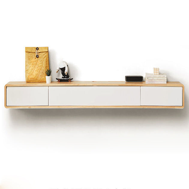 Wall - Mounted TV Stand , Solid Wood TV Stand With Cable Management and Storage Natural Wood White Clearhalo 'furn' 'furn_tv_stands_entertainment_centers' 'Furniture' 'Living Room Furniture' 'TV Stands & Entertainment Centers' 'TV Stands & Media Storage Furniture' 'tv_stands_entertainment_centers' 5456033