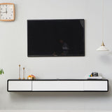 Wall - Mounted TV Stand , Solid Wood TV Stand With Cable Management and Storage Clearhalo 'furn' 'furn_tv_stands_entertainment_centers' 'Furniture' 'Living Room Furniture' 'TV Stands & Entertainment Centers' 'TV Stands & Media Storage Furniture' 'tv_stands_entertainment_centers' 5456040