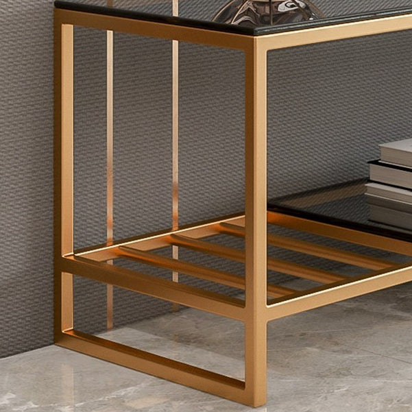 17.72 "H TV Style Glam Style Open Rangement Console TV avec 2 étagères pour le salon