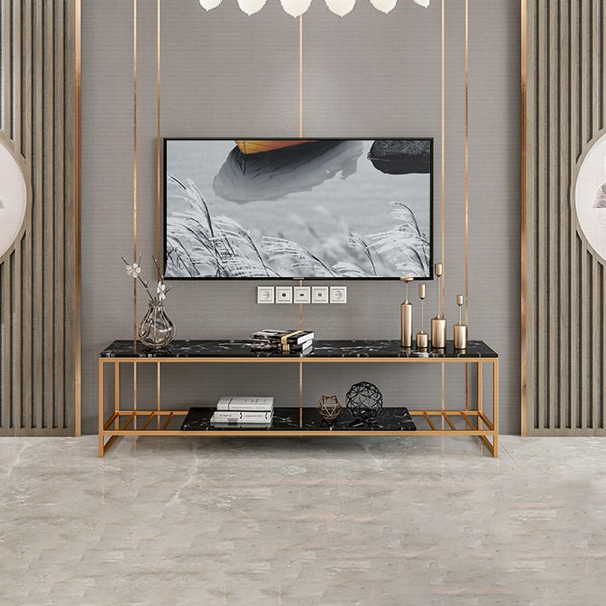 17.72 "H TV Style Glam Style Open Rangement Console TV avec 2 étagères pour le salon