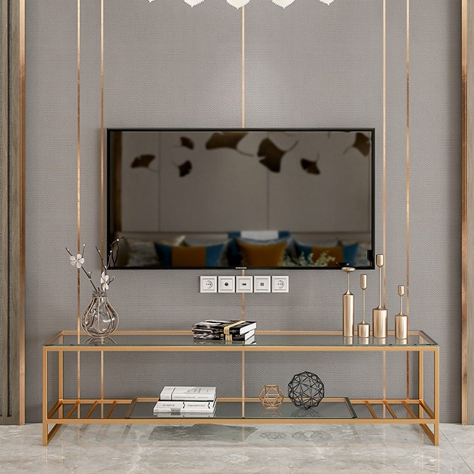 17.72 "H TV Style Glam Style Open Rangement Console TV avec 2 étagères pour le salon