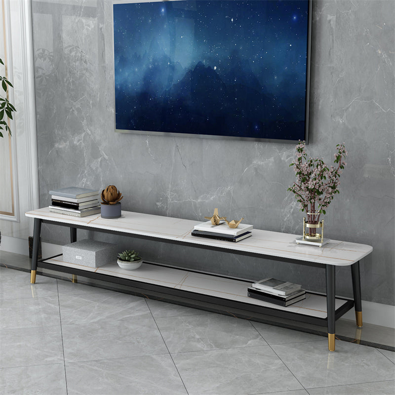 Glam Style Stone TV stand 2 étagères ouvertes Console de stand de télévision de rangement