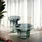 Modern 11.8"/17.7" Tall Round Glass Top Side Table Pedestal End Table