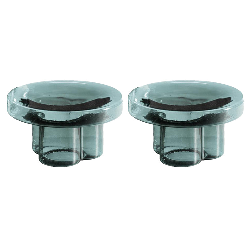 Modern 11.8"/17.7" Tall Round Glass Top Side Table Pedestal End Table