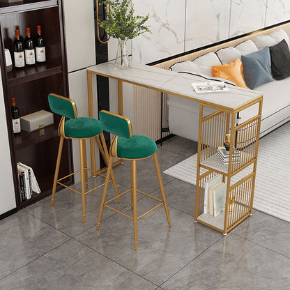 Rettangolo soggiorno da bar per pub tavolo in pietra e scrivania da bar di bistrot metallico con archiviazione