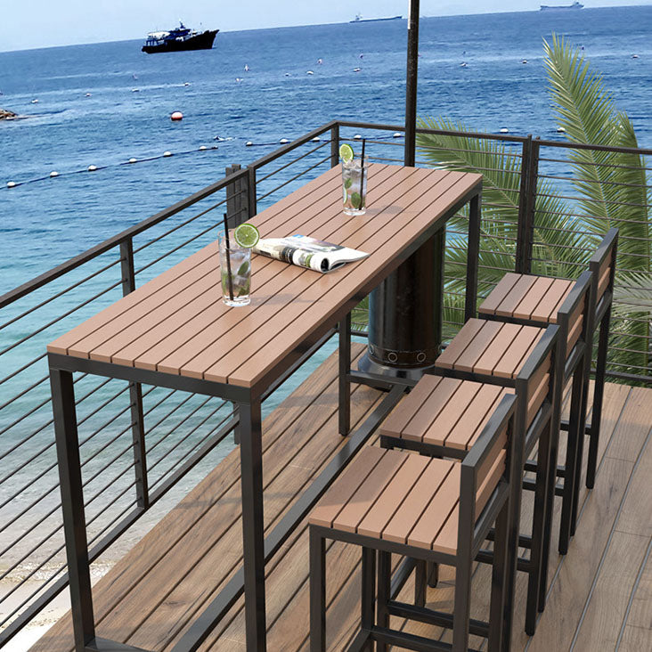 Modern Trestle Bar/Dinette Table Rectangle Outdoor Footrest Bar Height Table Clearhalo 'Bar Furniture' 'Bar Tables' 'bar_tables' 'furn' 'furn_bar_tables' 'Furniture' 'Kitchen & Dining Furniture' 5457006