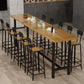 Rectangle Pine Wood Top Bar Table Industrial Bar Table with Trestle Base in Black Clearhalo 'Bar Furniture' 'Bar Tables' 'bar_tables' 'furn' 'furn_bar_tables' 'Furniture' 'Kitchen & Dining Furniture' 5457105