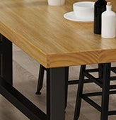 Rectangle Pine Wood Top Bar Table Industrial Bar Table with Trestle Base in Black Clearhalo 'Bar Furniture' 'Bar Tables' 'bar_tables' 'furn' 'furn_bar_tables' 'Furniture' 'Kitchen & Dining Furniture' 5457112