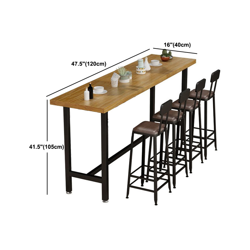 Rectangle Pine Wood Top Bar Table Industrial Bar Table with Trestle Base in Black Clearhalo 'Bar Furniture' 'Bar Tables' 'bar_tables' 'furn' 'furn_bar_tables' 'Furniture' 'Kitchen & Dining Furniture' 5457115