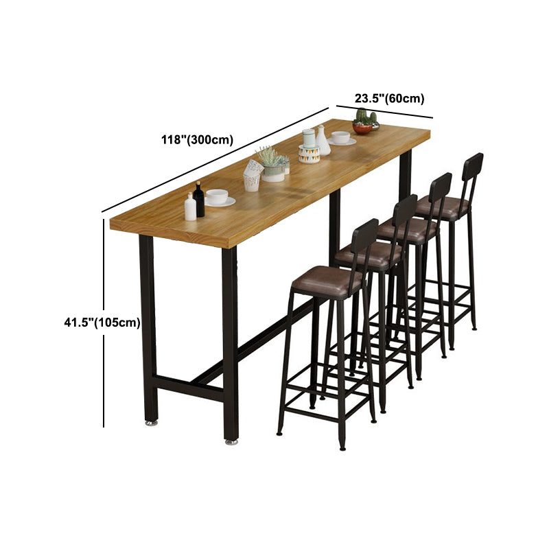 Rectangle Pine Wood Top Bar Table Industrial Bar Table with Trestle Base in Black Clearhalo 'Bar Furniture' 'Bar Tables' 'bar_tables' 'furn' 'furn_bar_tables' 'Furniture' 'Kitchen & Dining Furniture' 5457130