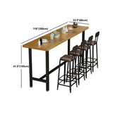 Rechthoek dennenhout bovenste balk tafel industriële balk tafel met schroefbasis in zwart