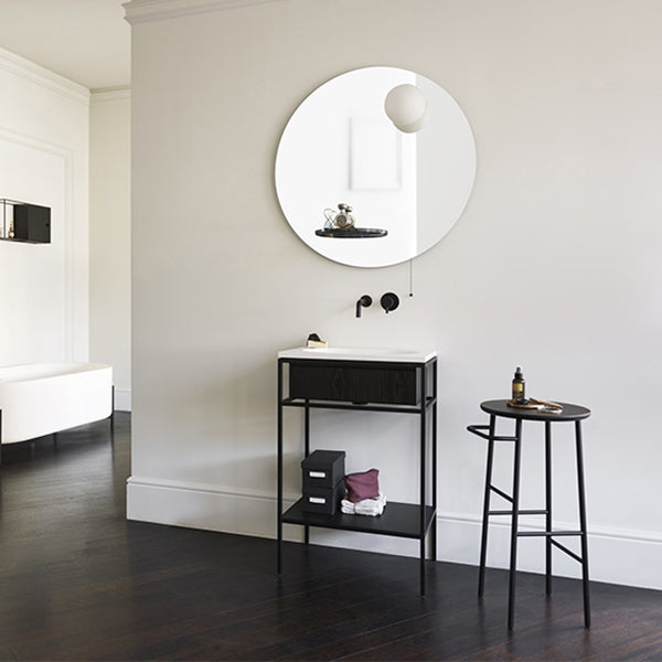 Sgabello da bar in legno con barra rotonda contemporanea con gambe metalliche