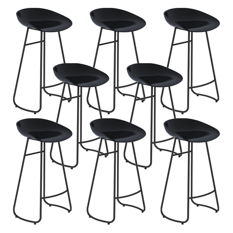 Contemporary Style Bar Stool Plastic Counter Bar Stool with Metal Legs Black 8 Piece Set Clearhalo 'Bar Furniture' 'Bar Stools' 'bar_stools' 'furn' 'furn_bar_stools' 'Furniture' 'furniture_bar_stools' 'Kitchen & Dining Furniture' 5457307
