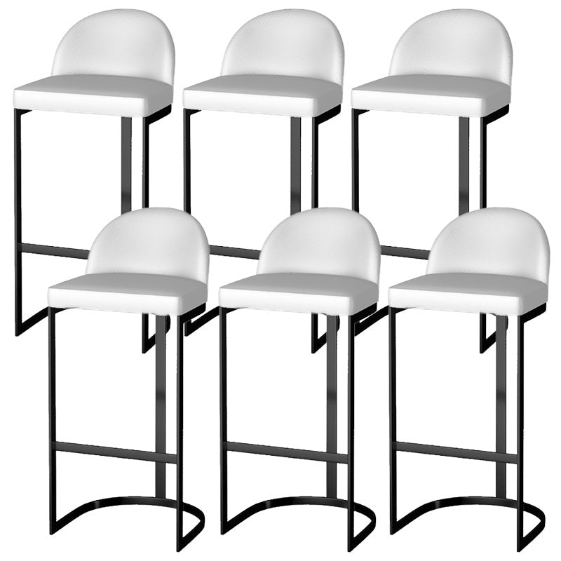 Scandinavian Bucket Counter & Bar Stool Faux Leather Bar Stool for Dining Room Black 6 Piece Set Clearhalo 'Bar Furniture' 'Bar Stools' 'bar_stools' 'furn' 'furn_bar_stools' 'Furniture' 'Kitchen & Dining Furniture' 5457414