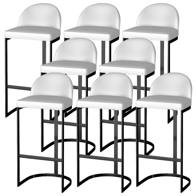 Scandinavian Bucket Counter & Bar Stool Faux Leather Bar Stool for Dining Room Black 8 Piece Set Clearhalo 'Bar Furniture' 'Bar Stools' 'bar_stools' 'furn' 'furn_bar_stools' 'Furniture' 'Kitchen & Dining Furniture' 5457416