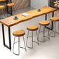 Taburete de bar de estilo industrial, taburete de bar de madera con patas de metal para el hogar