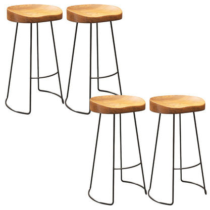 Taburete de bar de estilo industrial, taburete de bar de madera con patas de metal para el hogar