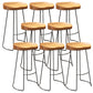 Taburete de bar de estilo industrial, taburete de bar de madera con patas de metal para el hogar