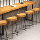 Taburete de bar de estilo industrial, taburete de bar de madera con patas de metal para el hogar