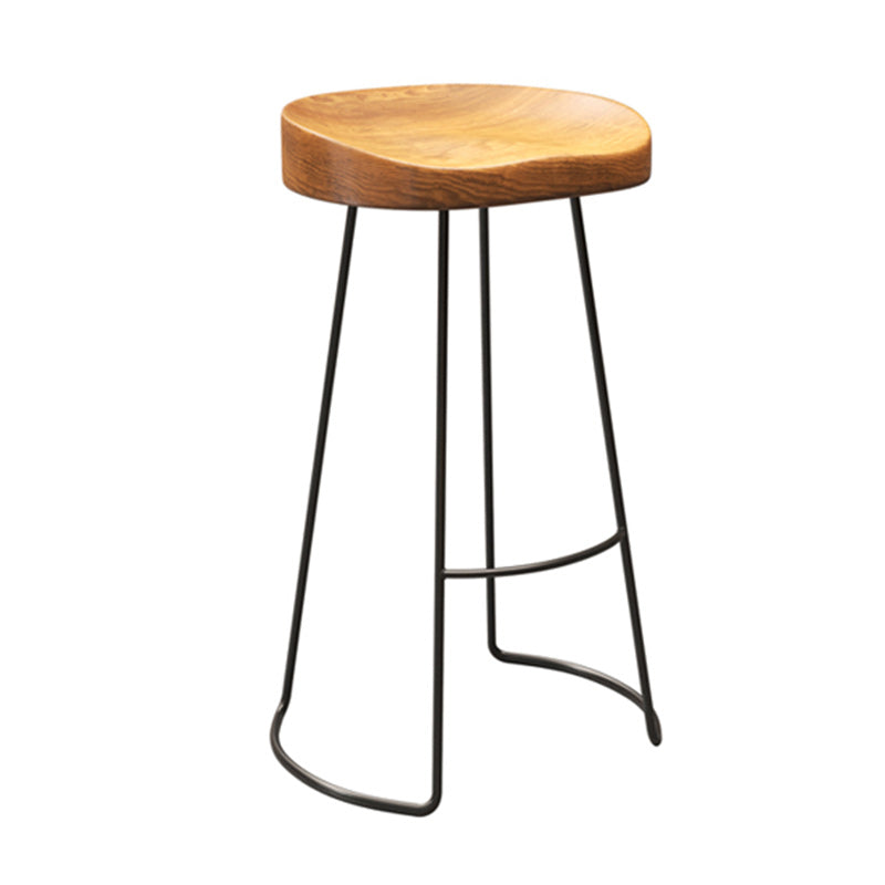 Taburete de bar de estilo industrial, taburete de bar de madera con patas de metal para el hogar